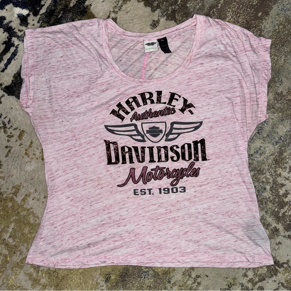 🛍️2/$10🛍️ Harley-Davidson Light Pink Short Sleeve Tee